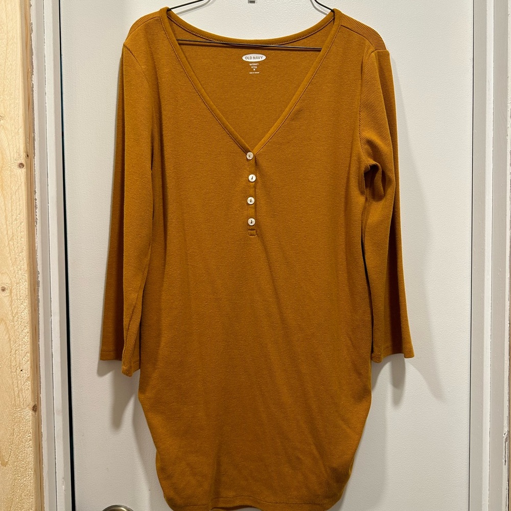 Old Navy Mustard V-Neck Tunic with Buttons